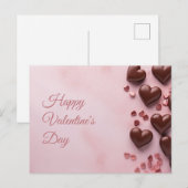 Carte Postale Coeurs de chocolat sur sol rose Saint Valentin (Devant / Derrière)