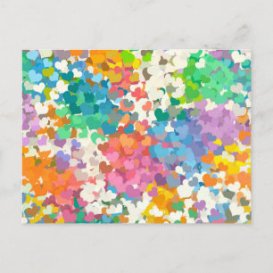 Carte Postale Cœurs de Confettis Pastels