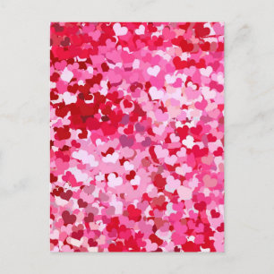 Carte Postale Cœurs de confettis roses