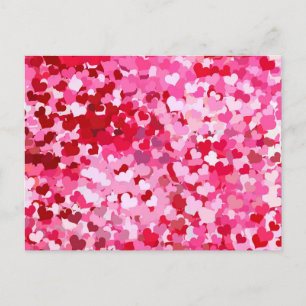 Carte Postale Cœurs de confettis roses