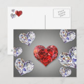 Carte Postale Coeurs de diamants précieux et élégants (Devant / Derrière)