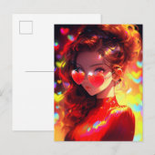 Carte Postale Coeurs de fille Anime (Devant / Derrière)