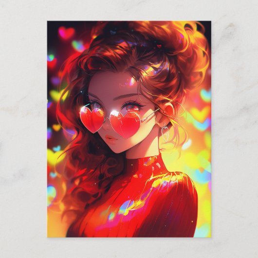 Carte Postale Coeurs de fille Anime (Devant)