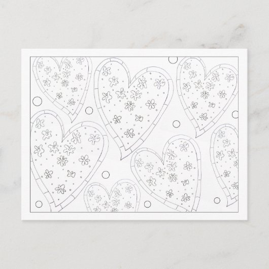 Carte postale Coeurs de fleurs Color Me (Devant)