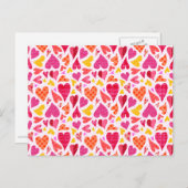 Carte Postale Coeurs de gribouillis avec Motif et texture (Devant / Derrière)