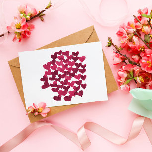 Carte Postale Coeurs de la Saint Valentin en viva magenta
