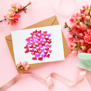 Carte Postale Coeurs de la Saint Valentin - rose et magenta