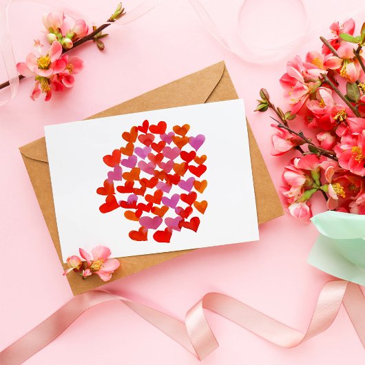 Carte Postale Coeurs de la Saint Valentin - rose et orange