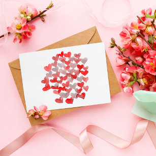 Carte Postale Coeurs de la Saint Valentin - rouge et gris
