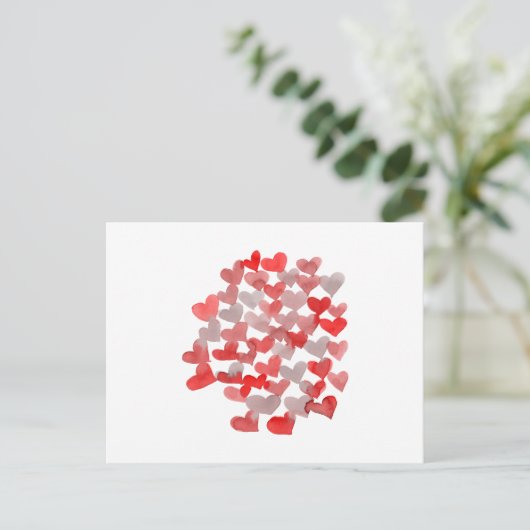Carte Postale Coeurs de la Saint Valentin - rouge et gris (Debout devant)