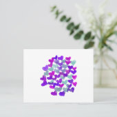 Carte Postale Coeurs de la Saint Valentin - violet et aqua (Debout devant)