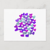 Carte Postale Coeurs de la Saint Valentin - violet et aqua (Devant)