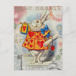 Carte Postale Coeurs de lapin blanc Alice Classic