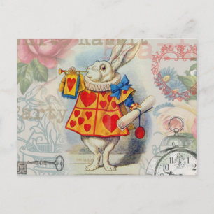 Carte Postale Cœurs de Lapin Blanc Alice Classique
