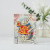 Carte Postale Cœurs de Lapin Blanc Alice Classique (Debout devant)