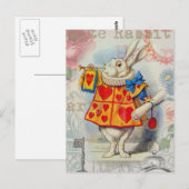 Carte Postale Cœurs de Lapin Blanc Alice Classique (Devant / Derrière)