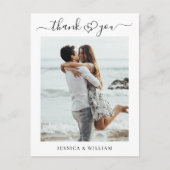 Carte Postale Coeurs de mariage tout simplement élégants Merci p (Devant)