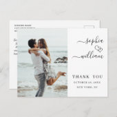 Carte Postale Coeurs de mariage tout simplement élégants Merci p (Devant / Derrière)