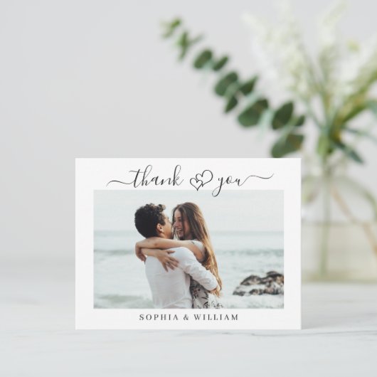 Carte Postale Coeurs de mariage tout simplement élégants Merci p (Debout devant)