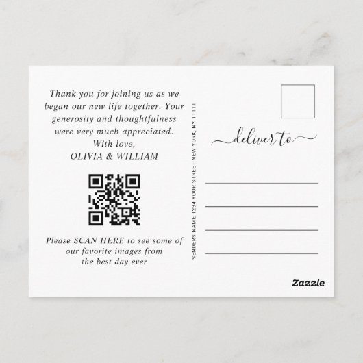 Carte Postale Coeurs de mariage tout simplement élégants Merci p (Dos)