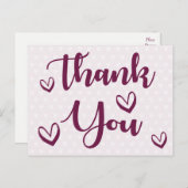 Carte Postale Coeurs de Merci violet et blanc - Mariage, fête (Devant / Derrière)