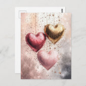 Carte Postale Coeurs de parties scintillant de couleur douce Sal (Devant / Derrière)