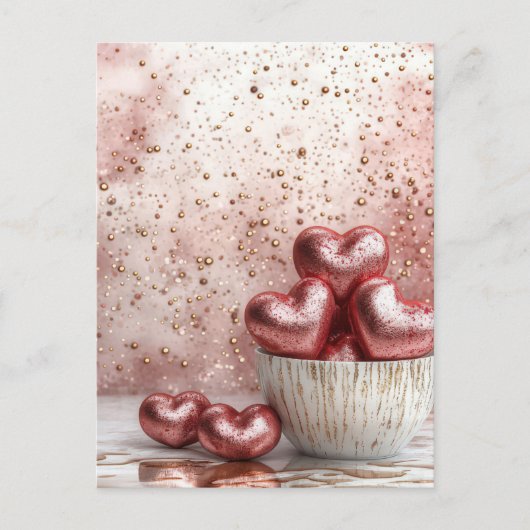 Carte Postale Coeurs de parties scintillant de couleur douce Sal (Devant)