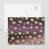 Carte Postale Cœurs de sable sur fond violet (Devant / Derrière)