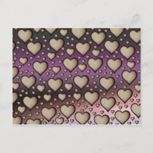 Carte Postale Cœurs de sable sur fond violet