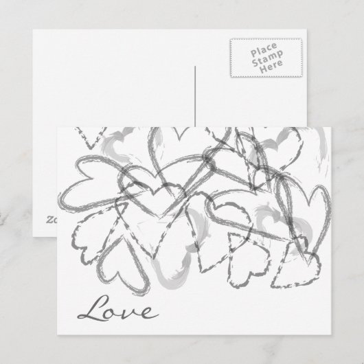 Carte Postale Coeurs de script (Devant / Derrière)