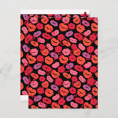 Carte Postale Coeurs de style avec bisous pour la Saint-Valentin (Devant / Derrière)