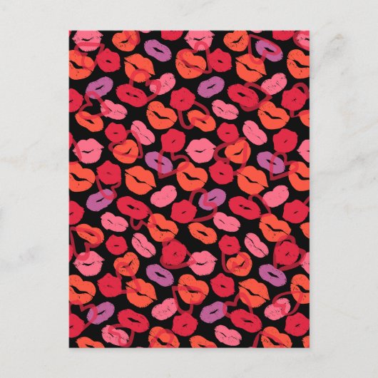 Carte Postale Coeurs de style avec bisous pour la Saint-Valentin (Devant)