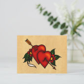 Carte Postale Coeurs de tatouage avec flèche (Debout devant)