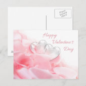 Carte Postale Coeurs de verre romantique Heureuse Sainte-Valenti (Devant / Derrière)