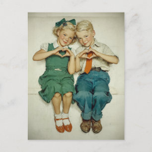 Carte Postale Cœurs doux vintage de l'enfance