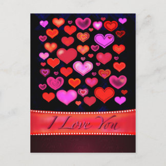 Carte Postale Coeurs éclectiques funky I LOVE YOU Postcard