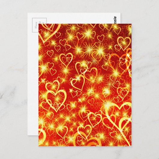 Carte Postale Coeurs en feu (Devant / Derrière)