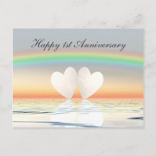 Carte Postale Cœurs en papier pour le 1er anniversaire