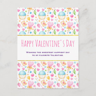 Carte Postale Cœurs et Amour Motif Aquarelle Saint-Valentin