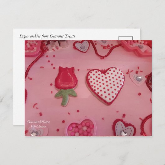 Carte Postale Coeurs et biscuits à sucre Rose des Traitements ga (Devant / Derrière)
