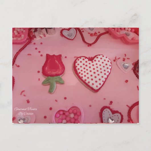 Carte Postale Coeurs et biscuits à sucre Rose des Traitements ga (Devant)