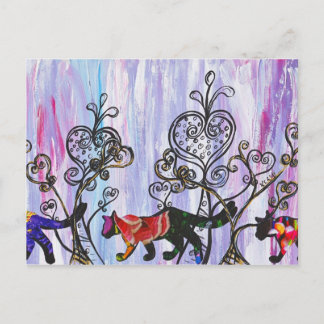 Carte postale Coeurs et Chats