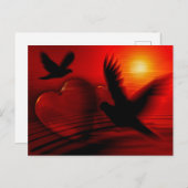 Carte postale Coeurs et colombes (Devant / Derrière)