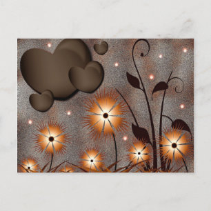Carte Postale Coeurs et fleurs