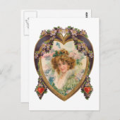 Carte Postale Coeurs Et Fleurs Chérie (Devant / Derrière)