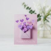 Carte Postale Coeurs et fleurs coupés en papier Salutation de Va (Debout devant)