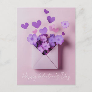 Carte Postale Coeurs et fleurs coupés en papier Salutation de Va