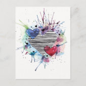 Carte Postale Coeurs Et Lavages Dans L'Aquarelle (Devant)