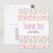 Carte Postale Coeurs et motif aquarelle d'amour Merci (Devant / Derrière)