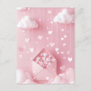 Carte Postale Coeurs et nuages mignons Salutation de Saint Valen